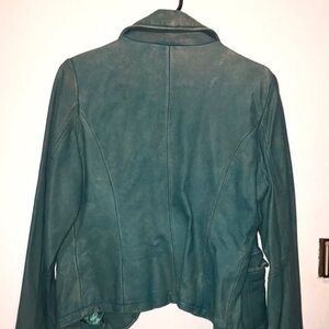 Arden B Green Leather Jacket Tailored Moto Style